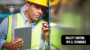 A worker inspecting quality control standards in manufacturing